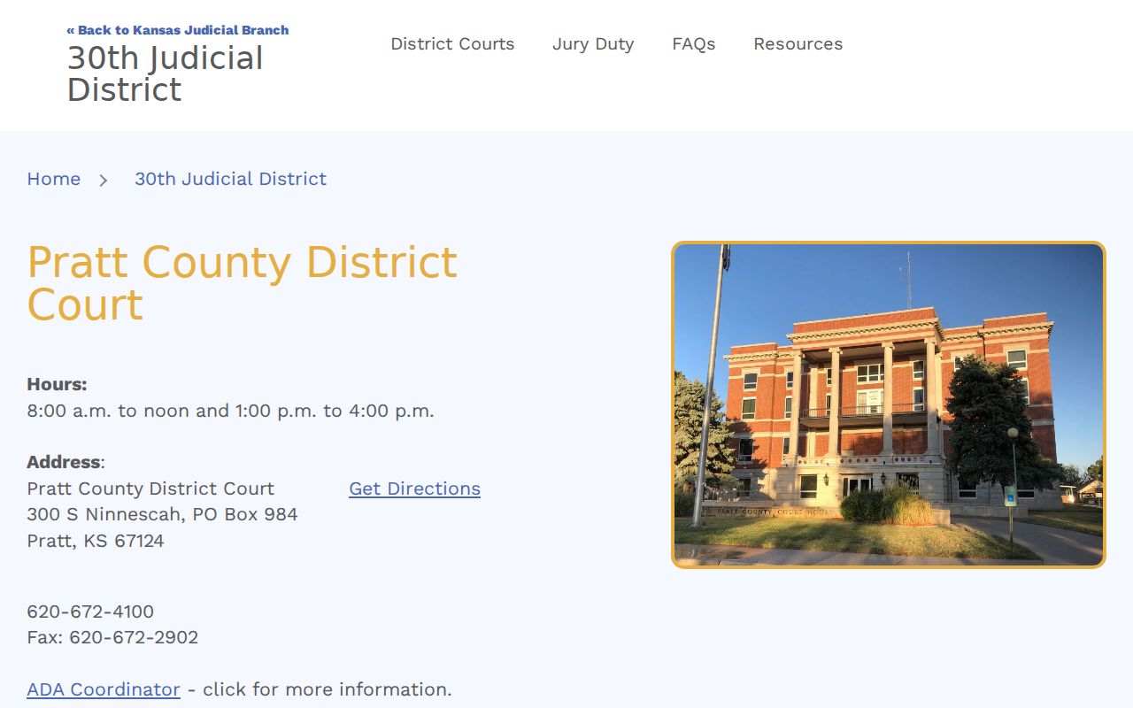 Official Pratt County District Court docket search and contact route