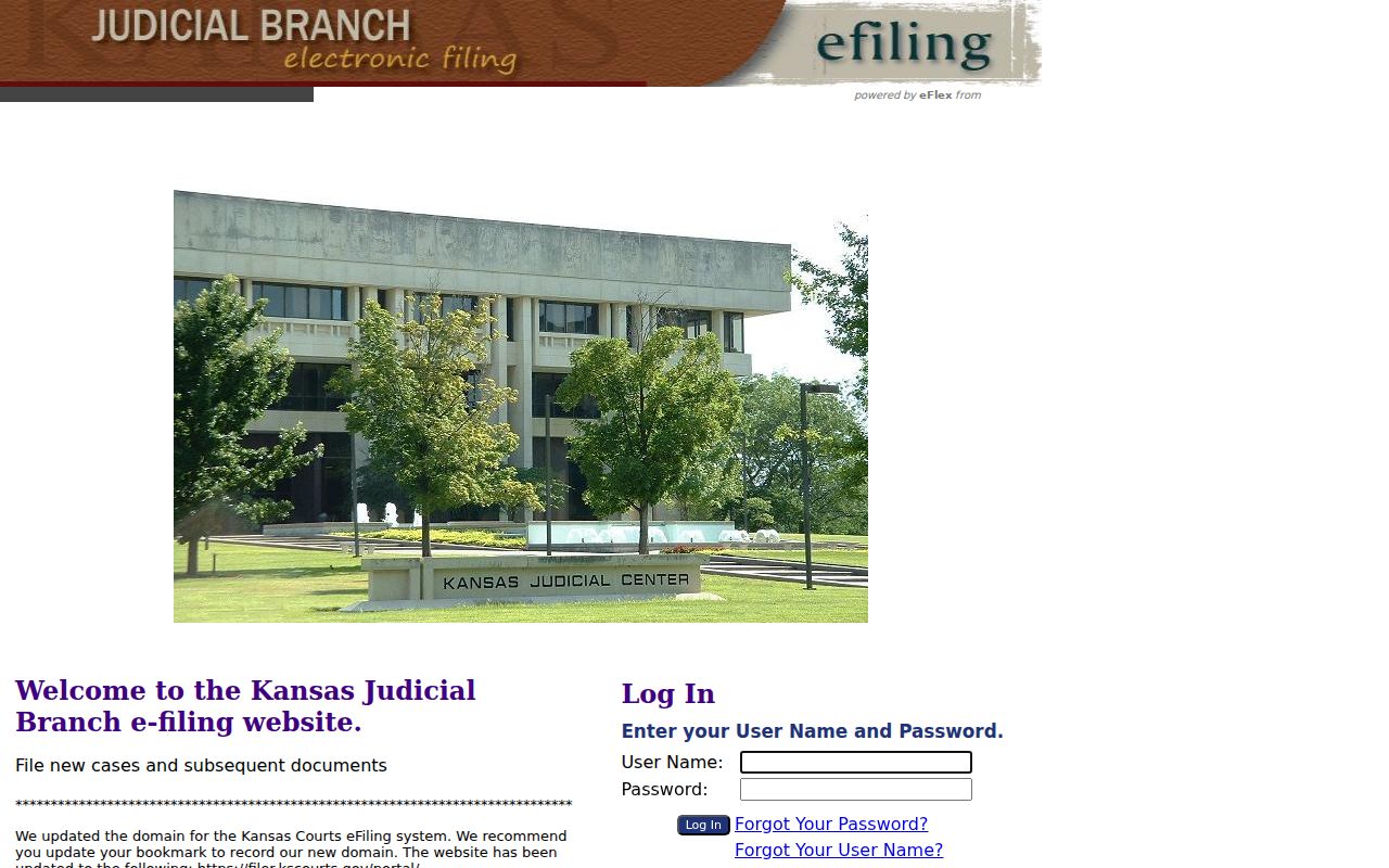 Kansas Courts eFlex filing portal for authorized Pratt County case filers