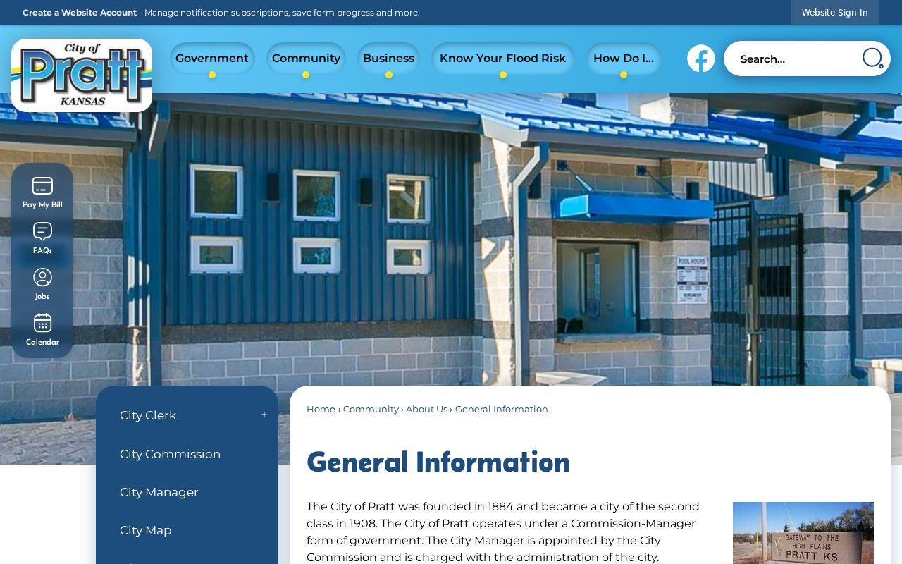 Official City of Pratt general information page
