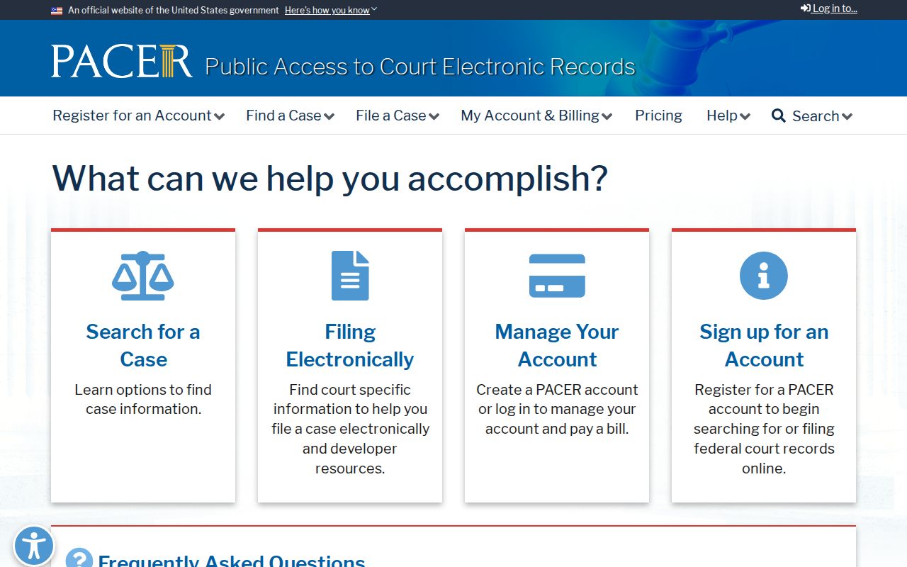 Preston court records official PACER access page